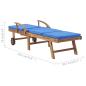 Preview: Sonnenliegen mit Auflagen 2 Stk. Massivholz Teak Blau