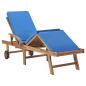 Preview: Sonnenliegen mit Auflagen 2 Stk. Massivholz Teak Blau