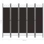 Preview: 5-tlg. Raumteiler Braun 200 x 180 cm