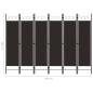 Preview: 6-tlg. Raumteiler Braun 240 x 180 cm