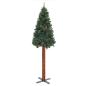 Preview: Weihnachtsbaum Schlank mit Echtholz und Zapfen Grün 150 cm PVC