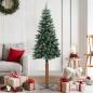 Preview: ARDEBO.de - Weihnachtsbaum Schlank mit Echtholz und Schnee Grün 150 cm