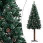 Preview: Weihnachtsbaum Schlank mit Echtholz und Schnee Grün 150 cm