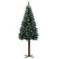 Preview: Weihnachtsbaum Schlank mit Echtholz und Schnee Grün 150 cm