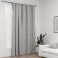 Preview: ARDEBO.de - Verdunkelungsvorhang mit Haken Leinenoptik Grau 290x245 cm