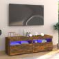 Preview: ARDEBO.de - TV-Schrank mit LED-Leuchten Räuchereiche 120x35x40 cm