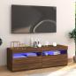 Preview: ARDEBO.de - TV-Schrank mit LED-Leuchten Braun Eichen-Optik 120x35x40 cm