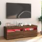 Preview: TV-Schrank mit LED-Leuchten Braun Eichen-Optik 120x35x40 cm