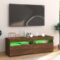 Preview: TV-Schrank mit LED-Leuchten Braun Eichen-Optik 120x35x40 cm