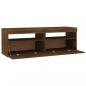 Preview: TV-Schrank mit LED-Leuchten Braun Eichen-Optik 120x35x40 cm