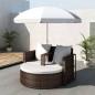 Preview: ARDEBO.de - Gartenbett mit Sonnenschirm Braun Poly Rattan
