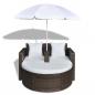 Preview: Gartenbett mit Sonnenschirm Braun Poly Rattan