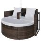 Preview: Gartenbett mit Sonnenschirm Braun Poly Rattan