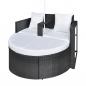 Preview: Gartenbett mit Sonnenschirm Braun Poly Rattan