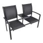 Preview: ARDEBO.de - 2-Sitzer-Gartenbank 131 cm Stahl und Textiline Schwarz