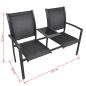 Preview: 2-Sitzer-Gartenbank 131 cm Stahl und Textiline Schwarz