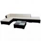Preview: 6-tlg. Garten-Lounge-Set mit Auflagen Poly Rattan Schwarz