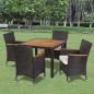 Preview: ARDEBO.de - 5-tlg. Garten-Essgruppe mit Auflagen Poly Rattan Schwarz