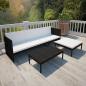 Preview: 3-tlg. Garten-Lounge-Set mit Kissen Poly-Rattan Schwarz