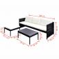 Preview: 3-tlg. Garten-Lounge-Set mit Kissen Poly-Rattan Schwarz