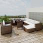 Preview: ARDEBO.de - 10-tlg. Garten-Lounge-Set mit Auflagen Poly Rattan Braun