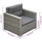 Preview: 6-tlg. Garten-Lounge-Set mit Auflagen Poly Rattan Grau