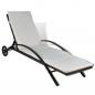 Preview: Sonnenliege mit Polster & Rollen Poly Rattan Braun