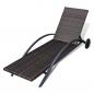 Preview: Sonnenliege mit Polster & Rollen Poly Rattan Braun