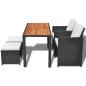 Preview: ARDEBO.de - 5-tlg. Garten-Essgruppe Poly Rattan Akazienholz Schwarz