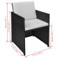 Preview: 3-tlg. Bistro-Set mit Kissen Poly Rattan Schwarz