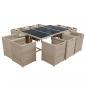 Preview: 11-tlg. Garten-Essgruppe mit Auflagen Poly Rattan Beige