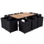 Preview: 11-tlg. Garten-Essgruppe mit Auflagen Poly Rattan Schwarz