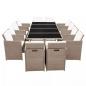 Preview: 13-tlg. Garten-Essgruppe mit Auflagen Poly Rattan Beige
