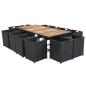 Preview: 13-tlg. Garten-Essgruppe mit Auflagen Poly Rattan Schwarz