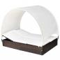 Preview: Doppel-Sonnenliege mit Sonnendach Poly Rattan Braun