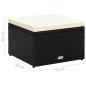 Preview: Hocker mit Kissen Poly Rattan 53×53×30 cm Schwarz 
