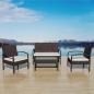 Preview: ARDEBO.de - 4-tlg. Garten-Lounge-Set mit Auflagen Poly Rattan Braun