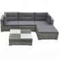 Preview: ARDEBO.de - 5-tlg. Garten-Lounge-Set mit Auflagen Poly Rattan Grau