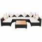 Preview: 7-tlg. Garten-Lounge-Set mit Auflagen Poly Rattan Schwarz