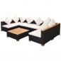 Preview: 7-tlg. Garten-Lounge-Set mit Auflagen Poly Rattan Schwarz