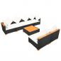 Preview: 7-tlg. Garten-Lounge-Set mit Auflagen Poly Rattan Schwarz
