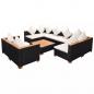 Preview: 9-tlg. Garten-Lounge-Set mit Auflagen Poly Rattan Schwarz