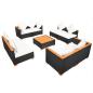 Preview: 9-tlg. Garten-Lounge-Set mit Auflagen Poly Rattan Schwarz