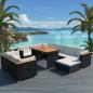 Preview: ARDEBO.de - 10-tlg. Garten-Lounge-Set mit Auflagen Poly Rattan Schwarz