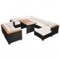 Preview: 10-tlg. Garten-Lounge-Set mit Auflagen Poly Rattan Schwarz