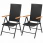 Preview: ARDEBO.de - Stapelbare Gartenstühle 2 Stk. Poly Rattan Schwarz