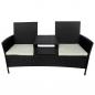 Preview: ARDEBO.de - Gartensofa 2-Sitzer mit Teetisch Poly Rattan Schwarz