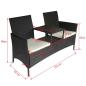Preview: Gartensofa 2-Sitzer mit Teetisch Poly Rattan Schwarz