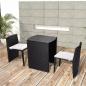 Preview: ARDEBO.de - 3-tlg. Bistro-Set mit Auflagen Poly Rattan Schwarz