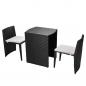 Preview: 3-tlg. Bistro-Set mit Auflagen Poly Rattan Schwarz